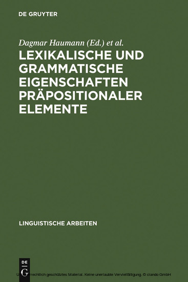 Lexikalische und grammatische Eigenschaften präpositionaler Elemente main product photo