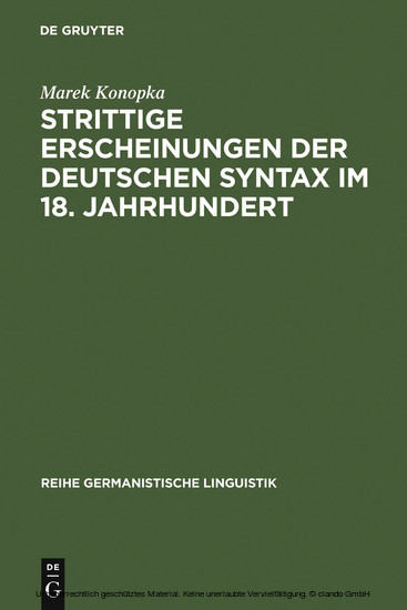 Strittige Erscheinungen der deutschen Syntax im 18. Jahrhundert main product photo