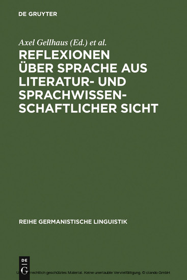 Reflexionen über Sprache aus literatur- und sprachwissenschaftlicher Sicht main product photo