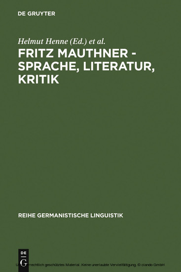 Fritz Mauthner - Sprache, Literatur, Kritik main product photo