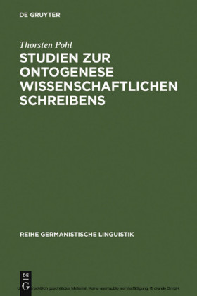 Studien zur Ontogenese wissenschaftlichen Schreibens