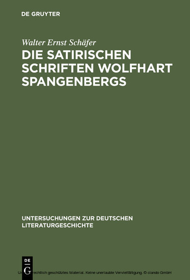Die satirischen Schriften Wolfhart Spangenbergs main product photo