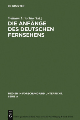 Die Anfänge des Deutschen Fernsehens