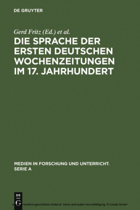 Die Sprache der ersten deutschen Wochenzeitungen im 17. Jahrhundert