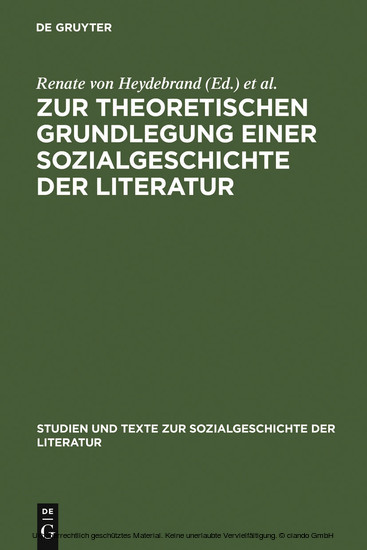 Zur theoretischen Grundlegung einer Sozialgeschichte der Literatur main product photo