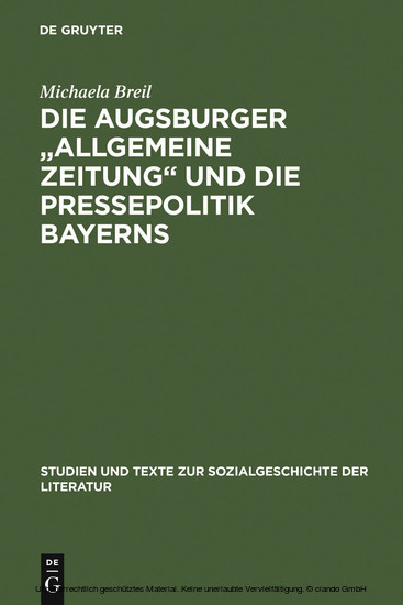 Die Augsburger 'Allgemeine Zeitung' und die Pressepolitik Bayerns main product photo