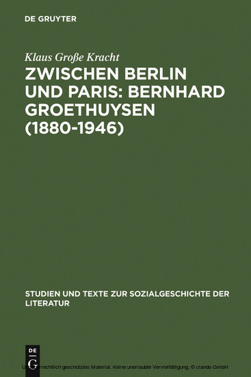 Zwischen Berlin und Paris: Bernhard Groethuysen (1880-1946) main product photo