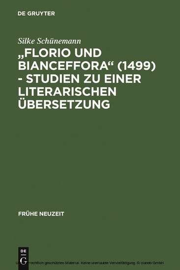 'Florio und Bianceffora' (1499) - Studien zu einer literarischen Übersetzung main product photo