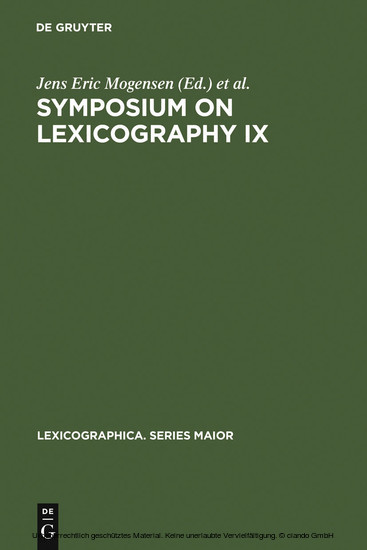 Symposium on Lexicography IX main product photo