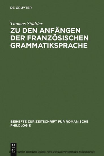 Zu den Anfängen der französischen Grammatiksprache main product photo