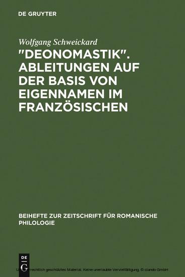 'Deonomastik'. Ableitungen auf der Basis von Eigennamen im Französischen main product photo