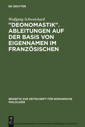 'Deonomastik'. Ableitungen auf der Basis von Eigennamen im Französischen