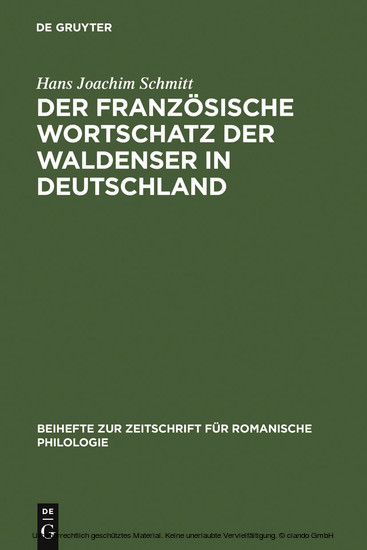 Der französische Wortschatz der Waldenser in Deutschland main product photo