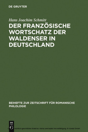 Der französische Wortschatz der Waldenser in Deutschland