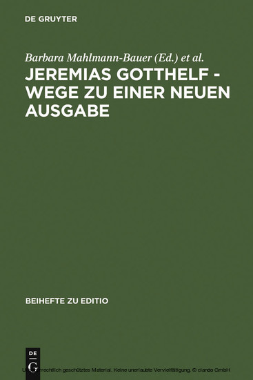 Jeremias Gotthelf - Wege zu einer neuen Ausgabe main product photo