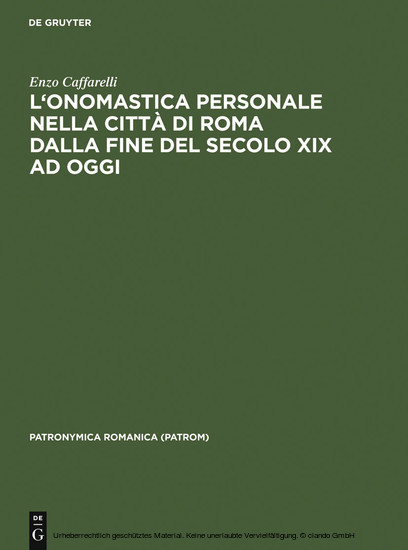 L'onomastica personale nella città di Roma dalla fine del secolo XIX ad oggi main product photo
