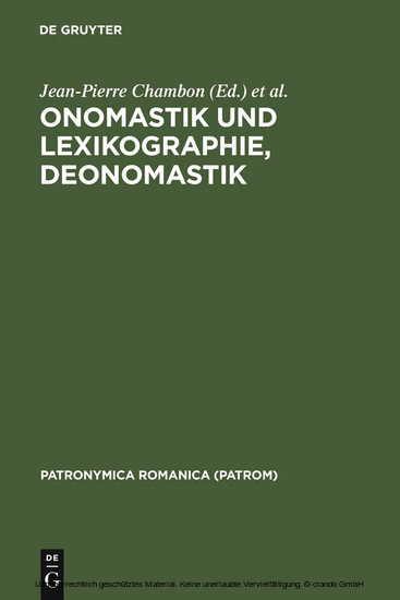 Onomastik und Lexikographie, Deonomastik main product photo