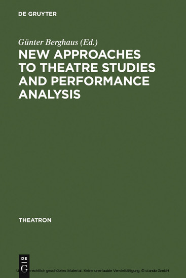New Approaches to Theatre Studies and Performance Analysis main product photo