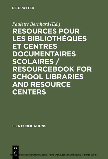 Resources pour les bibliothèques et centres documentaires scolaires / Resourcebook for School Libraries and Resource Centers / Resourcebook for School Libraries and Resource Centers main product photo