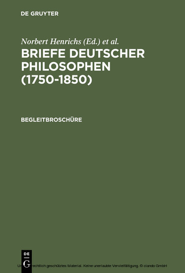 Briefe Deutscher Philosophen (1750-1850). Begleitbroschüre main product photo