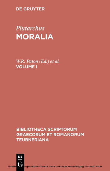 Plutarchus: Moralia. Volume I main product photo