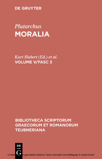 Plutarchus: Moralia. Volume V/Fasc 3 main product photo