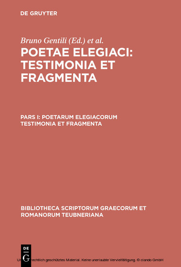 Poetarum elegiacorum testimonia et fragmenta main product photo