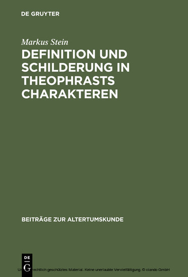 Definition und Schilderung in Theophrasts Charakteren main product photo