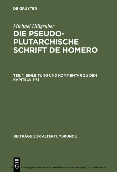 Einleitung und Kommentar zu den Kapiteln 1-73 main product photo