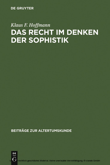 Das Recht im Denken der Sophistik main product photo