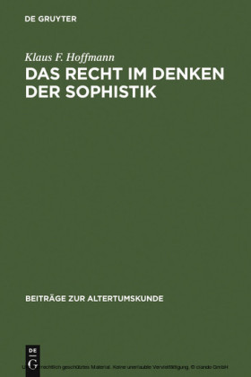 Das Recht im Denken der Sophistik