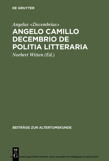 Angelo Camillo Decembrio De politia litteraria main product photo