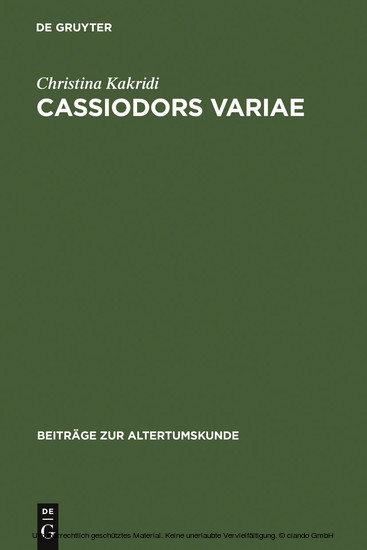 Cassiodors Variae. Literatur und Politik im ostgotischen Italien main product photo