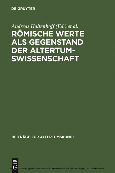 Römische Werte als Gegenstand der Altertumswissenschaft main product photo