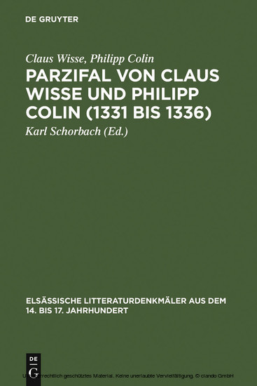 Parzifal von Claus Wisse und Philipp Colin (1331 bis 1336) main product photo