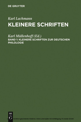 Kleinere Schriften zur deutschen Philologie
