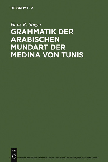 Grammatik der arabischen Mundart der Medina von Tunis main product photo