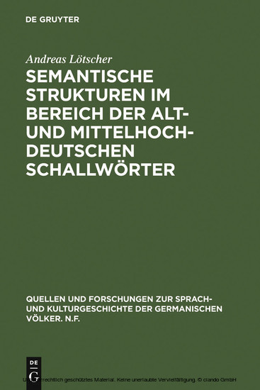 Semantische Strukturen im Bereich der alt- und mittelhochdeutschen Schallwörter main product photo