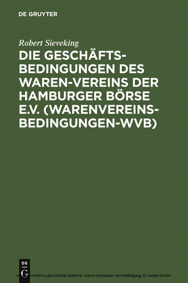 Die Geschäftsbedingungen des Waren-Vereins der Hamburger Börse e.V. (Warenvereinsbedingungen-WVB) main product photo