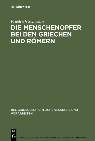 Die Menschenopfer bei den Griechen und Römern main product photo