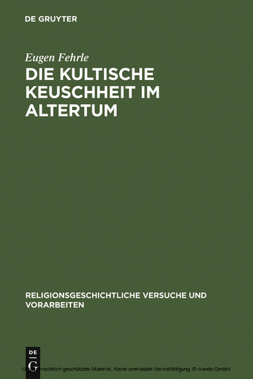 Die kultische Keuschheit im Altertum main product photo