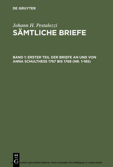Erster Teil der Briefe an und von Anna Schulthess 1767 bis 1768 (Nr. 1-185) main product photo
