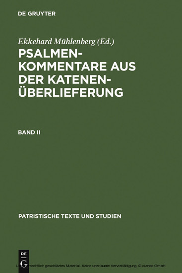 Psalmenkommentare aus der Katenenüberlieferung. Band II main product photo