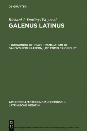 Burgundio of Pisa's Translation of Galen's Peri kraseon, 'De complexionibus'