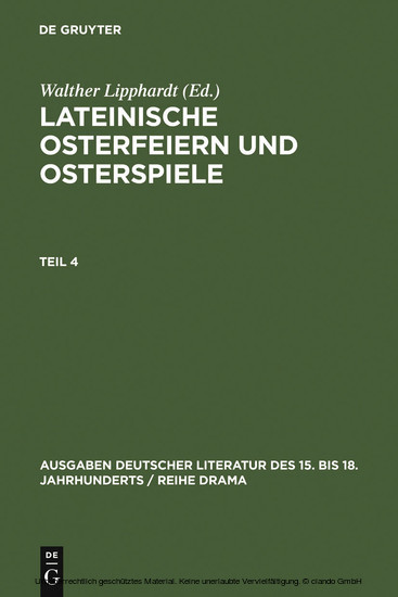 Lateinische Osterfeiern und Osterspiele. Teil 4 main product photo