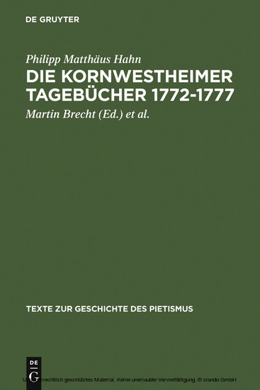 Die Kornwestheimer Tagebücher 1772-1777 main product photo