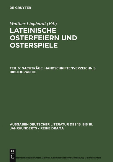 Nachträge. Handschriftenverzeichnis. Bibliographie main product photo
