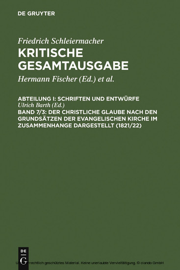 Der christliche Glaube nach den Grundsätzen der evangelischen Kirche im Zusammenhange dargestellt (1821/22) main product photo