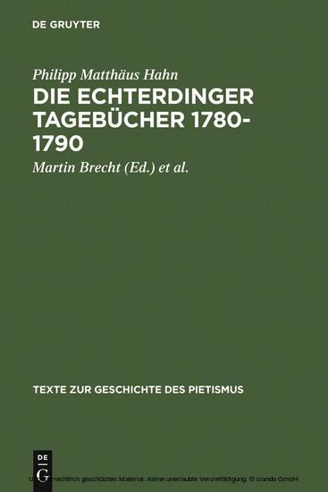 Die Echterdinger Tagebücher 1780-1790 main product photo