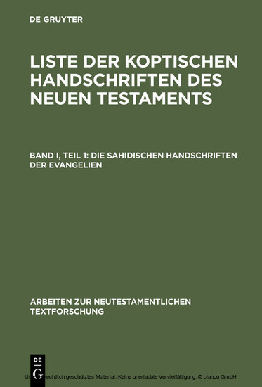 Die sahidischen Handschriften der Evangelien main product photo
